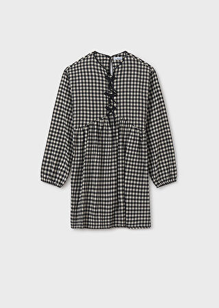 Mayoral Siyah Kareli Kız Çocuk Elbise 7916