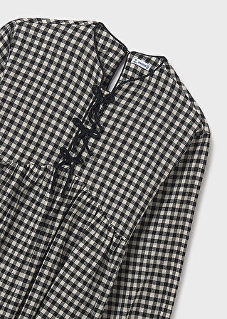 Mayoral Siyah Kareli Kız Çocuk Elbise 7916