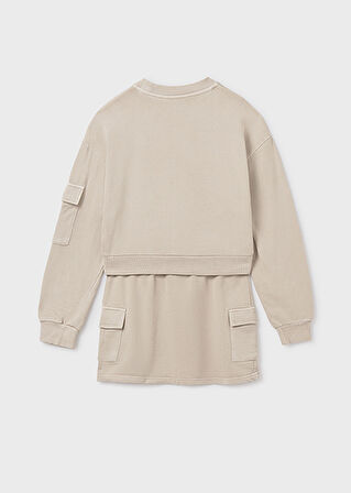 Mayoral Kız Çocuk Bej Sweatshirt ve Kargo Etek Takım 7917