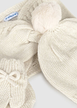 Mayoral Krem Bebek Bere Atkı Eldiven Takım 10019