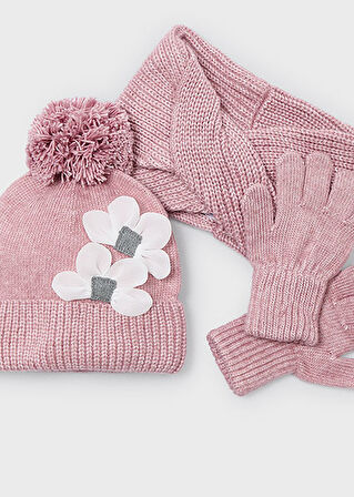 Mayoral Pembe Kız Çocuk Bere Boyunluk Eldiven Takım 10071