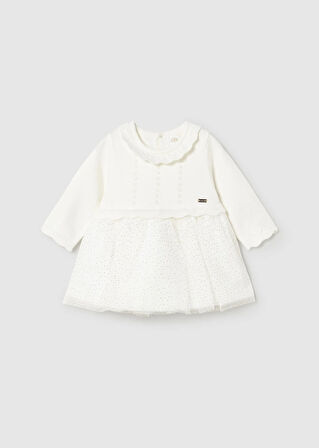Mayoral Newborn Kız Bebek Tül Gövdeli Triko Elbise