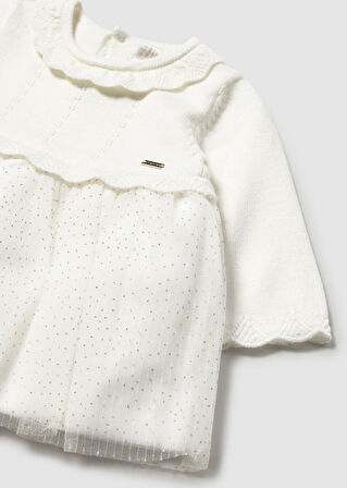 Mayoral Newborn Kız Bebek Tül Gövdeli Triko Elbise