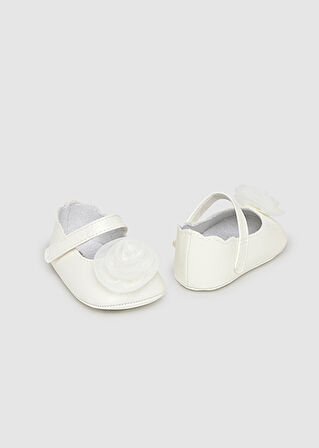 Mayoral Krem Bebek Çiçekli Ayakkabı 9960