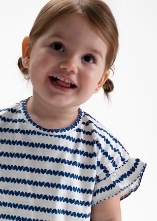 Mayoral Kız Bebek Desenli Kısa Kol T-shirt Krem 01082