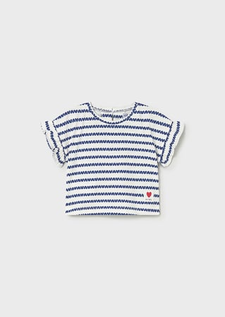Mayoral Kız Bebek Desenli Kısa Kol T-shirt Krem 01082