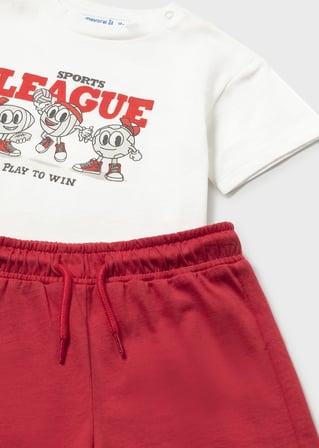 Mayoral Erkek Bebek İki Tshirtlü Penye Şort Takım Kırmızı