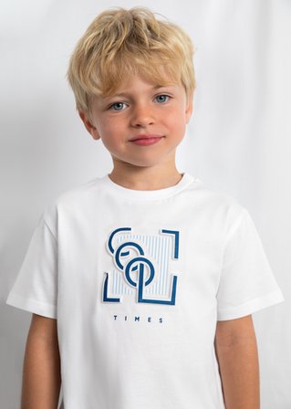 Mayoral Erkek Çocuk Kabartma Desenli T-shirt Beyaz - 03058