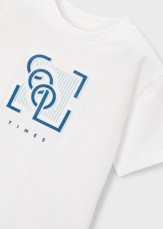 Mayoral Erkek Çocuk Kabartma Desenli T-shirt Beyaz - 03058