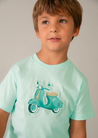 Mayoral Erkek Çocuk Kabartmalı Motor Desenli T-shirt Yeşil - 03059
