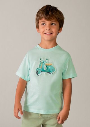 Mayoral Erkek Çocuk Kabartmalı Motor Desenli T-shirt Yeşil - 03059