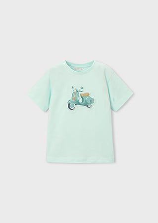 Mayoral Erkek Çocuk Kabartmalı Motor Desenli T-shirt Yeşil - 03059
