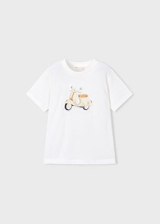 Mayoral Erkek Çocuk Kabartmalı Motor Desenli T-shirt Krem - 03059
