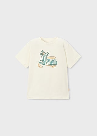 Mayoral Erkek Çocuk Motor İşlemeli T-shirt Krem - 03060
