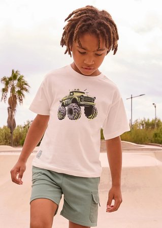 Mayoral Erkek Çocuk Araba Baskılı Tshirt Krem