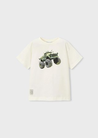Mayoral Erkek Çocuk Araba Baskılı Tshirt Krem