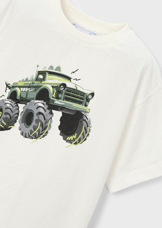 Mayoral Erkek Çocuk Araba Baskılı Tshirt Krem