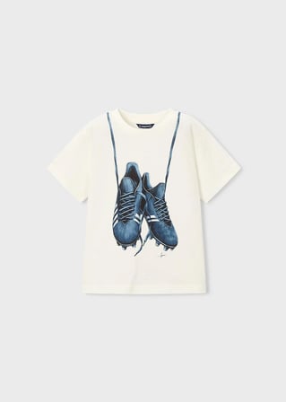 Mayoral Erkek Çocuk Krampon Baskılı Tshirt Krem