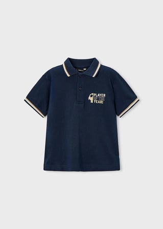 Mayoral Erkek Çocuk Sırt Nakışlı Yakalı Tshirt Lacivert