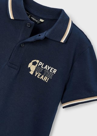 Mayoral Erkek Çocuk Sırt Nakışlı Yakalı Tshirt Lacivert