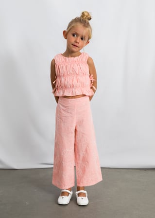 Mayoral Kız Çocuk Fırfırlı Bluz ve Pantolon Takım Pembe - 03592