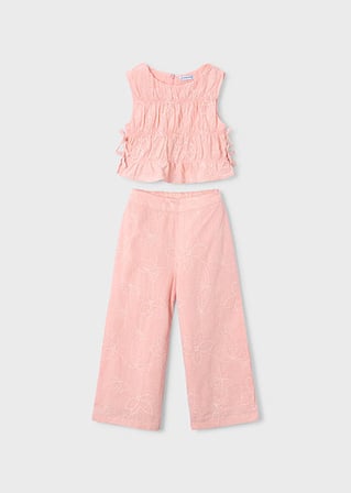 Mayoral Kız Çocuk Fırfırlı Bluz ve Pantolon Takım Pembe - 03592