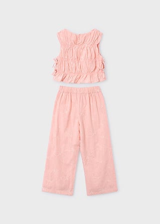 Mayoral Kız Çocuk Fırfırlı Bluz ve Pantolon Takım Pembe - 03592