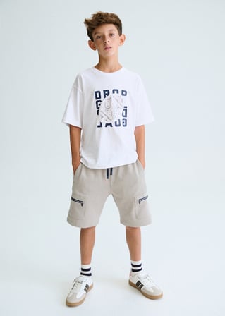 Mayoral Erkek Çocuk Kabartma Desenli T-shirt Beyaz - 06037
