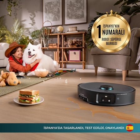 Conga X100 AI Robot Süpürge – 20.000 Pa Emiş Gücü, Kameralı Yapay Zekâ ve Lazer Navigasyon, Kaldırılabilir Döner Paspaslar, Uzatılabilir Yan Fırça ve Paspas, 4'ü 1 Arada Otomatik Boşaltma ve Dezenfeksiyon İstasyonu, Video Destekli Uygulama Kontrolü