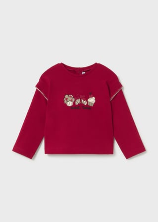Mayoral Kırmızı Erkek Bebek İşlemeli Uzun Kollu T-shirt 2088