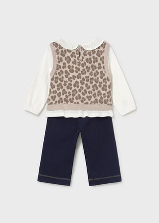 Mayoral Kız Bebek Pantolon Sweatshirt ve Yelek Takım 2536
