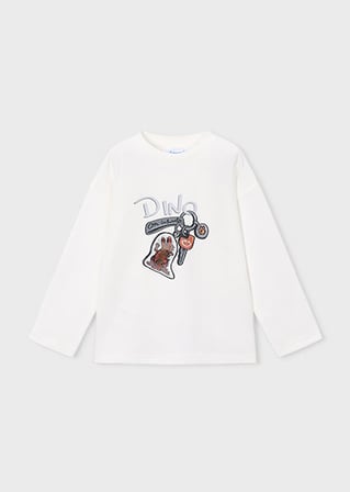 Mayoral Krem Erkek Çocuk Uzun Kollu T-shirt 4010