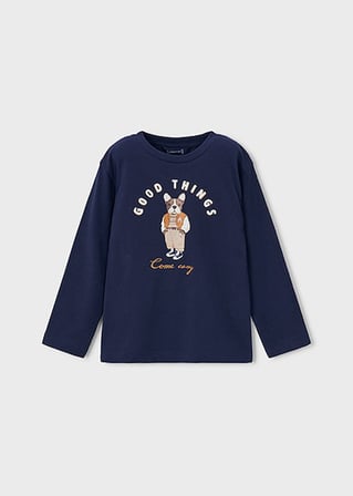 Mayoral Lacivert Erkek Çocuk Baskılı Uzun Kollu T-shirt 4021