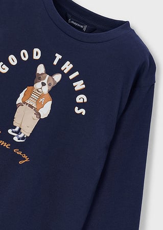 Mayoral Lacivert Erkek Çocuk Baskılı Uzun Kollu T-shirt 4021