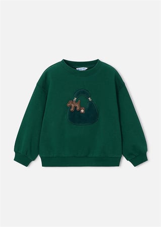 Mayoral Kız Çocuk Kabartmalı Sweatshirt Zümrüt Yeşili 4407