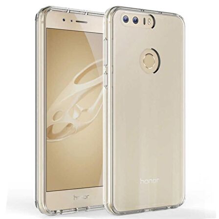 Gpack Huawei Honor 8 Kılıf Süper Silikon Yumuşak KorumaNano Glass