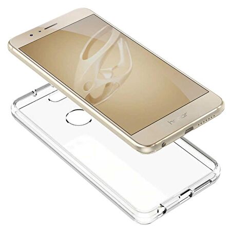 Gpack Huawei Honor 8 Kılıf Süper Silikon Yumuşak KorumaNano Glass
