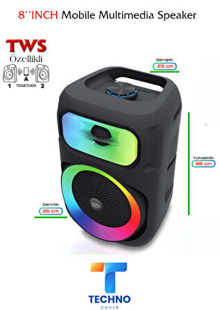 Bluetooth Özellikli Ses Boması 8 Inch Speaker (KLN-130)