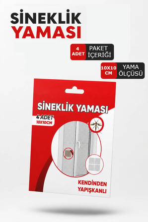 Sineklik Yaması 4 Adet 10x10 cm Kendinden Yapışkanlı Sineklik Tamir Bandı Pencere ve Kapı Sinekliği Onarım Seti