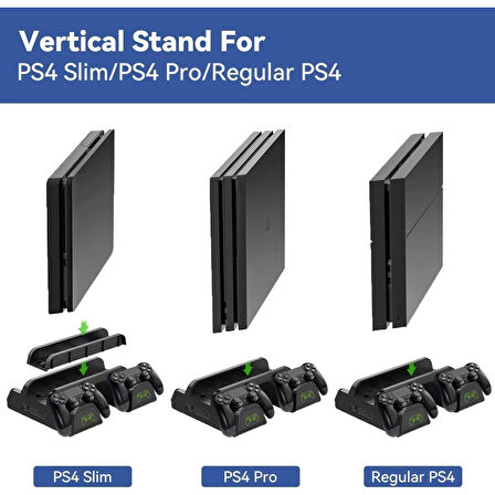 PS4 Slim 3 Fanlı Soğutucu Stand + Çift Şarj Dock – TP4-882C