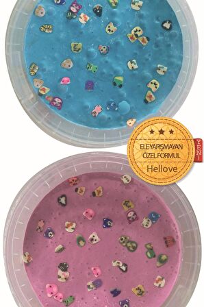 Slime Ele Yapışmayan Hayvan Figürlü Pembe Mavi Renk Slaym 2 Kutu Kaliteli