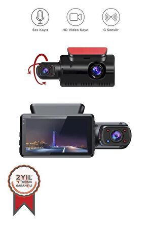 Torima TA-03 1296P Full HD Çift Kameralı Araç Kamerası | 3.0” IPS Ekran, G Sensörlü ve Gece Görüş Destekli