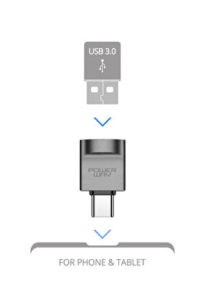 PMR Type-C to USB 3.0 OTG Adaptör – Hızlı Veri Aktarımı ve Şarj Desteği