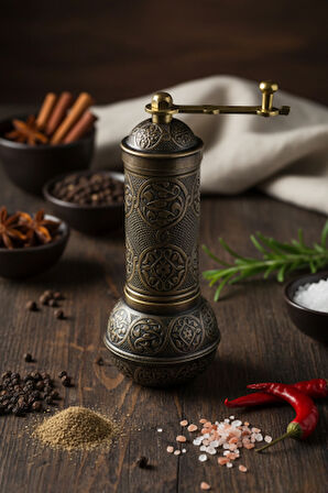 Zamak Metal Antik Renk 3 lü Set Karabiber,Kahve,Çörek Otu El Değirmeni Öğütücü Grinder