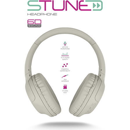 Powerway Stune Haki Bluetooth Kulaklık - 6D Sound, 18 Saat Kullanım, Hafıza Kartı Destekli