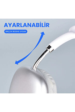 Maxron Beyaz P9 Lite Bluetooth 5.3 Kulak Üstü Kulaklık - 10 Saat Müzik, Micro SD & Type-C Şarj