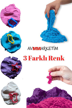 Kutulu Kinetik Oyun Kumu Oyun Kalıbı Hediyeli Kinetik Kum Doğal Oyun Kumu