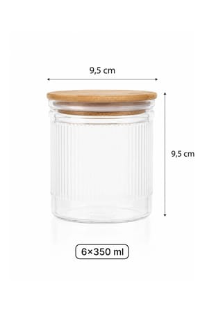 6’lı Cam Baharatlık Seti – 350 ml Bambu Kapaklı Baharat Saklama Kavanozu Etiketli