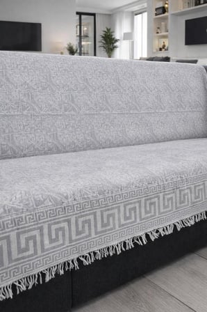 %100 Pamuk Açık Gri Koltuk Örtüsü – Oturma ve Sırt Kısmını Kaplayan Koruyucu Örtü 180 X 220