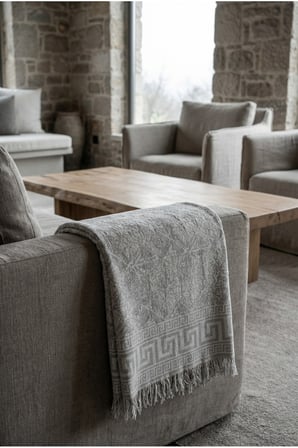 %100 Pamuk Açık Gri Koltuk Örtüsü – Oturma ve Sırt Kısmını Kaplayan Koruyucu Örtü 180 X 220